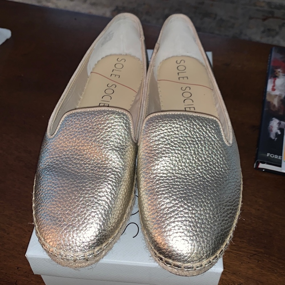 Sammah Gold Fusion Tumbled Metallic Leather Espadrille Flats